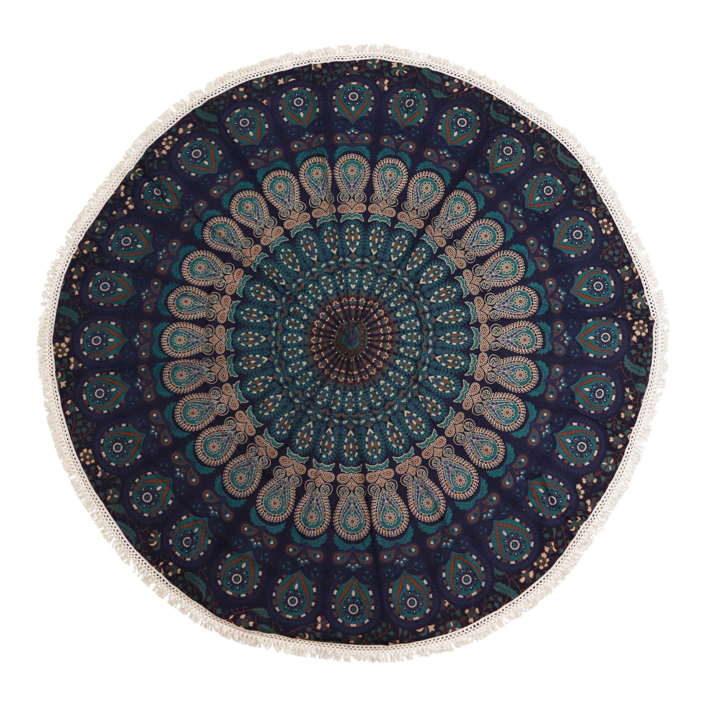 Mandala Roundie Cotton Art (130cm) - Peacock Blues