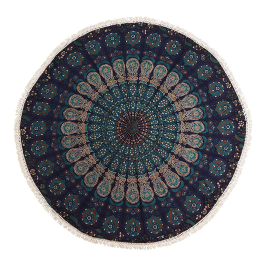 Mandala Roundie Cotton Art (130cm) - Peacock Blues