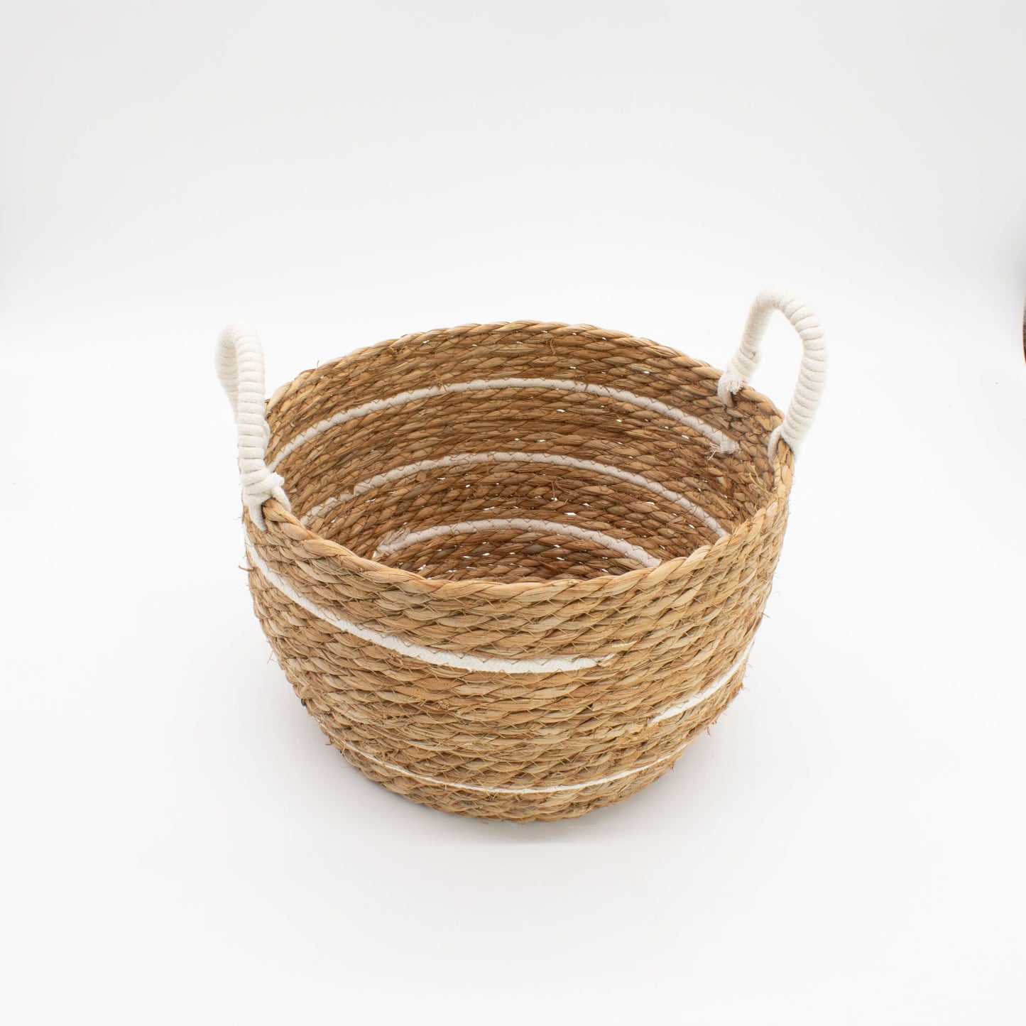 Cotton & Seagrass Large Baskets – Natural Stripes – Set of 3