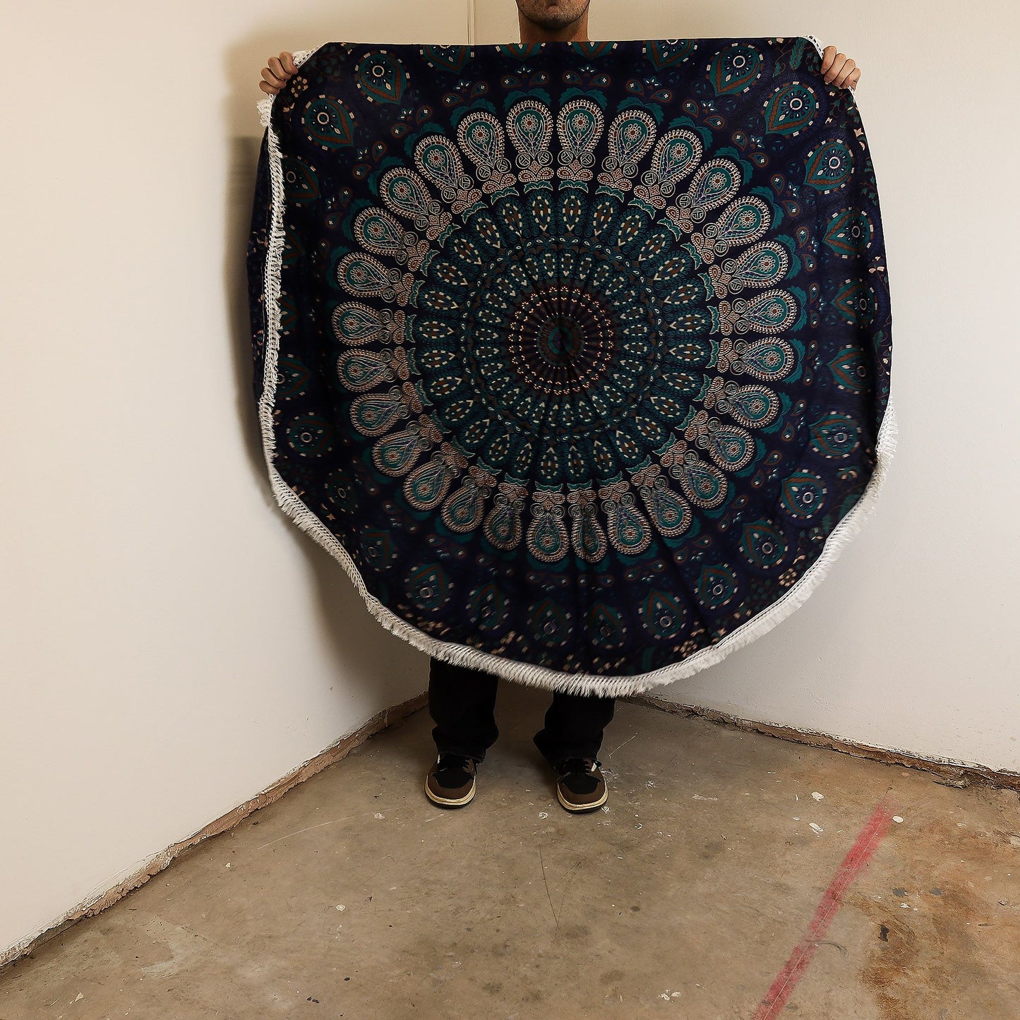 Mandala Roundie Cotton Art (130cm) - Peacock Blues