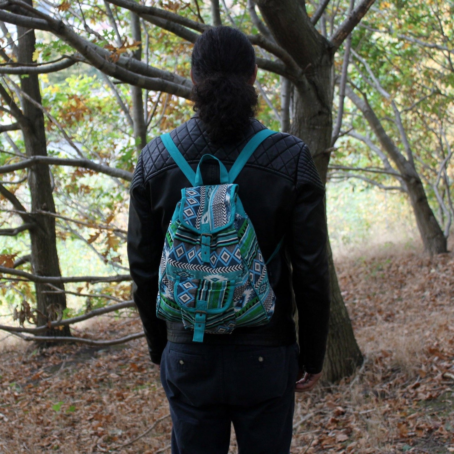 Jacquard Nepal-Style Backpack - Teal
