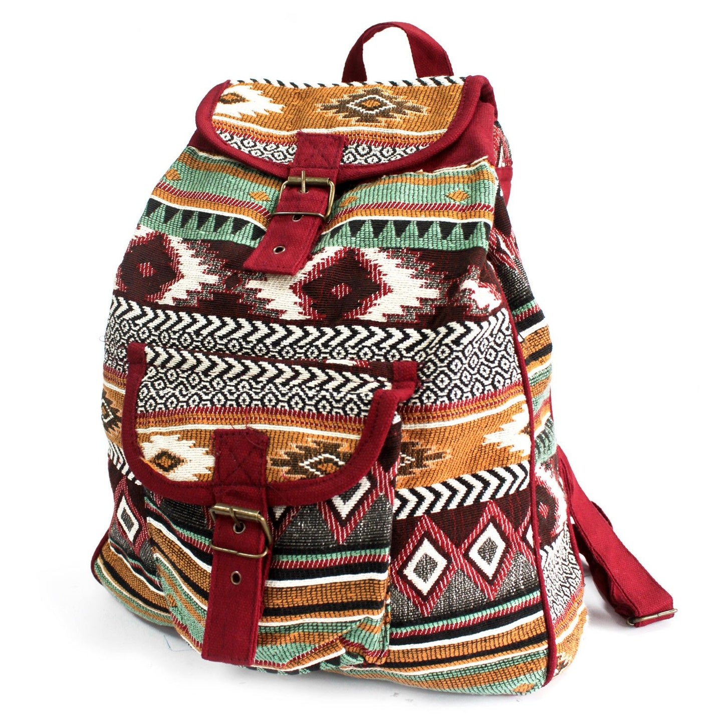 Jacquard Nepal-Style Backpack - Chocolate
