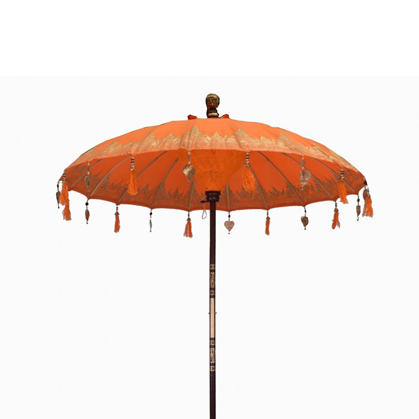 Handmade Bali Patio Parasol 2m – Orange Cotton Boho Garden Parasol