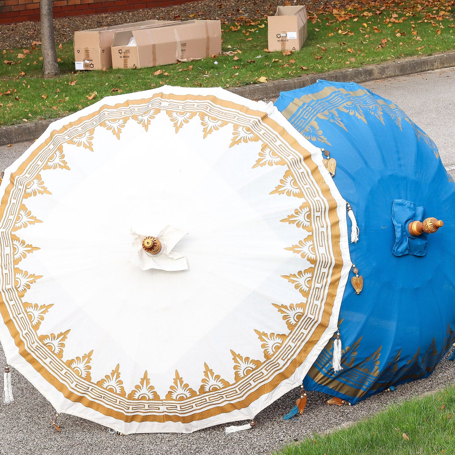 Handmade Bali Patio Parasol 1.5m – Natural Canvas Boho Garden Parasol