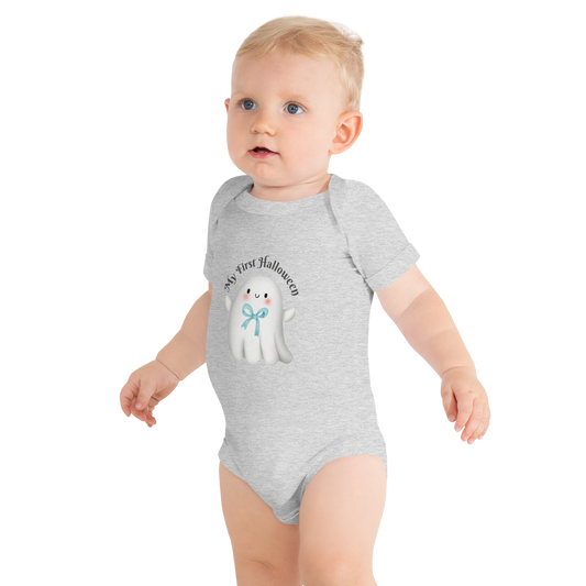 Baby Short Sleeve 100% Cotton One Piece - My First Halloween - Ghost