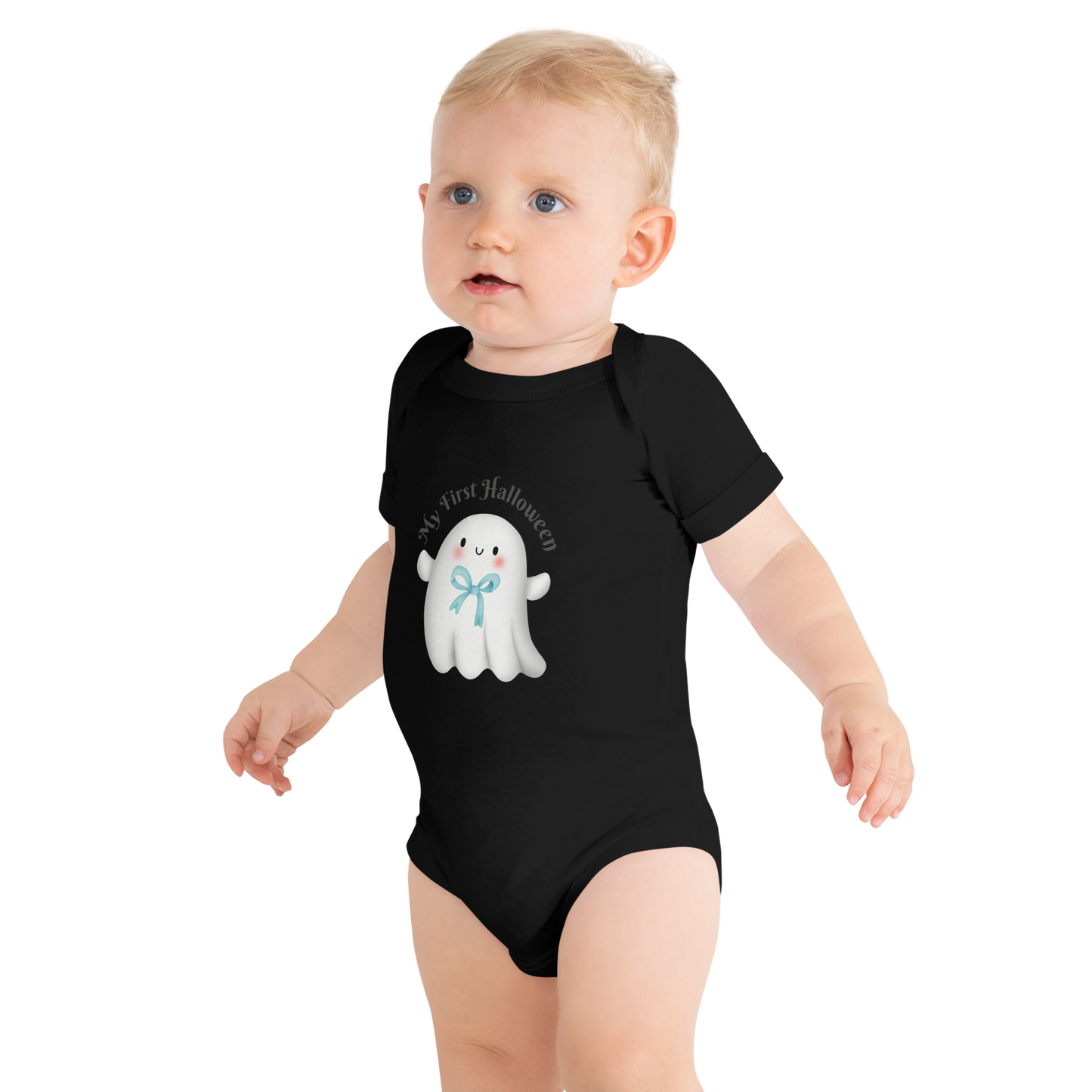 Baby Short Sleeve 100% Cotton One Piece - My First Halloween - Ghost