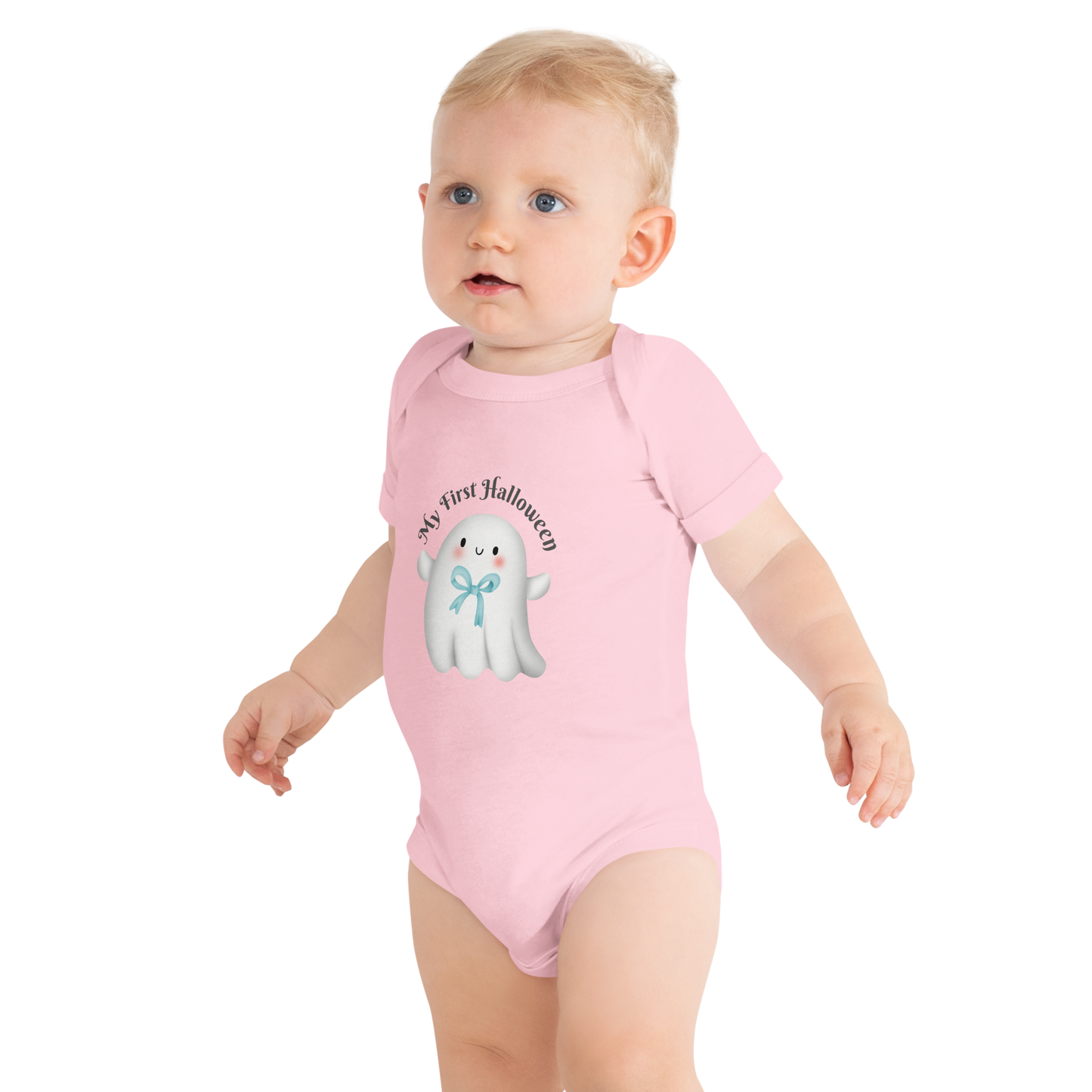 Baby Short Sleeve 100% Cotton One Piece - My First Halloween - Ghost