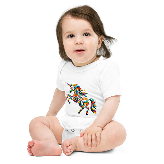 Baby Short Sleeve 100% Cotton One Piece - Unicorn