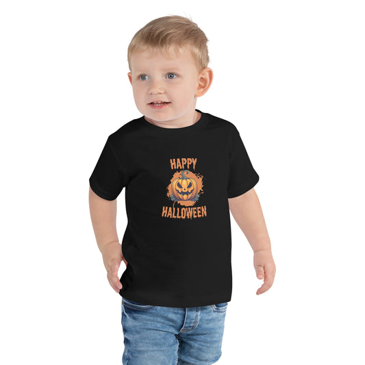 Toddler Short Sleeve 100% Cotton T-Shirt - Halloween Pumpkin