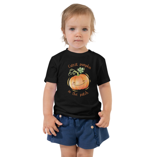 Toddler Short Sleeve 100% Cotton T-Shirt - Halloween Cutest Pumpkin