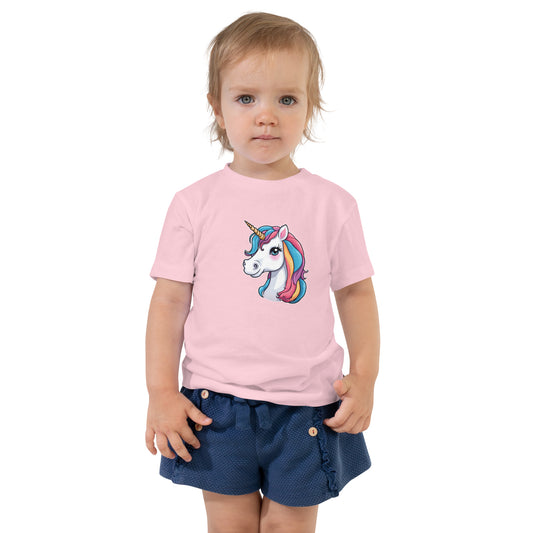 Toddler Short Sleeve 100% Cotton T-Shirt - Cute Unicorn