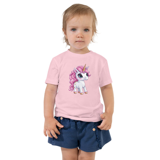 Toddler Short Sleeve 100% Cotton T-Shirt - Cute Unicorn