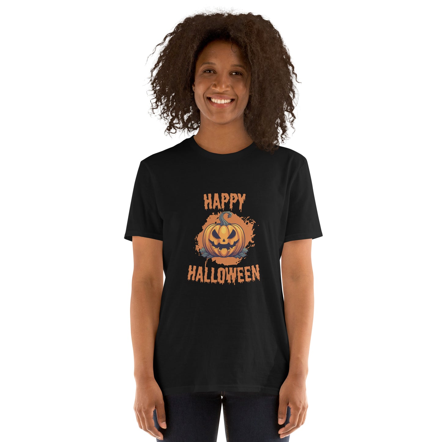 Women's Short Sleeve Cotton T-Shirt - Halloween Pumpkin