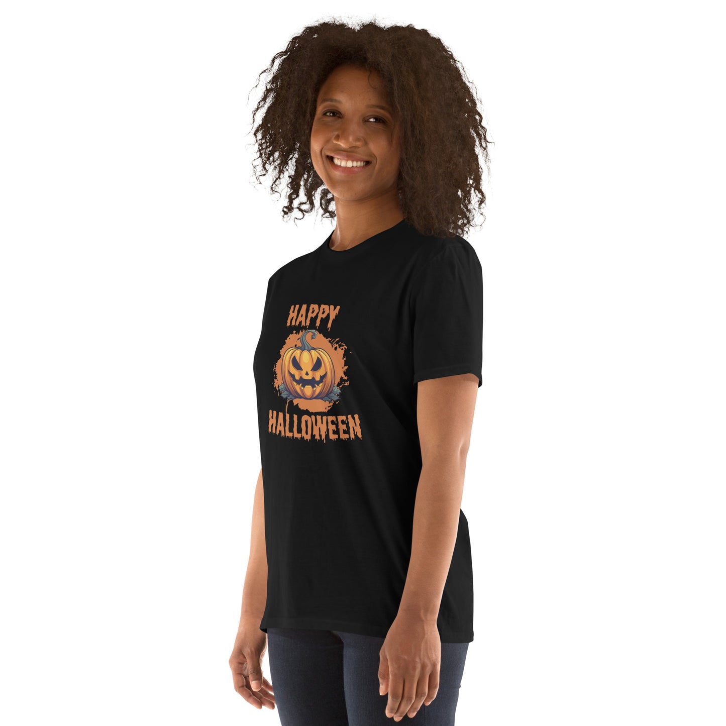 Women's Short Sleeve Cotton T-Shirt - Halloween Pumpkin