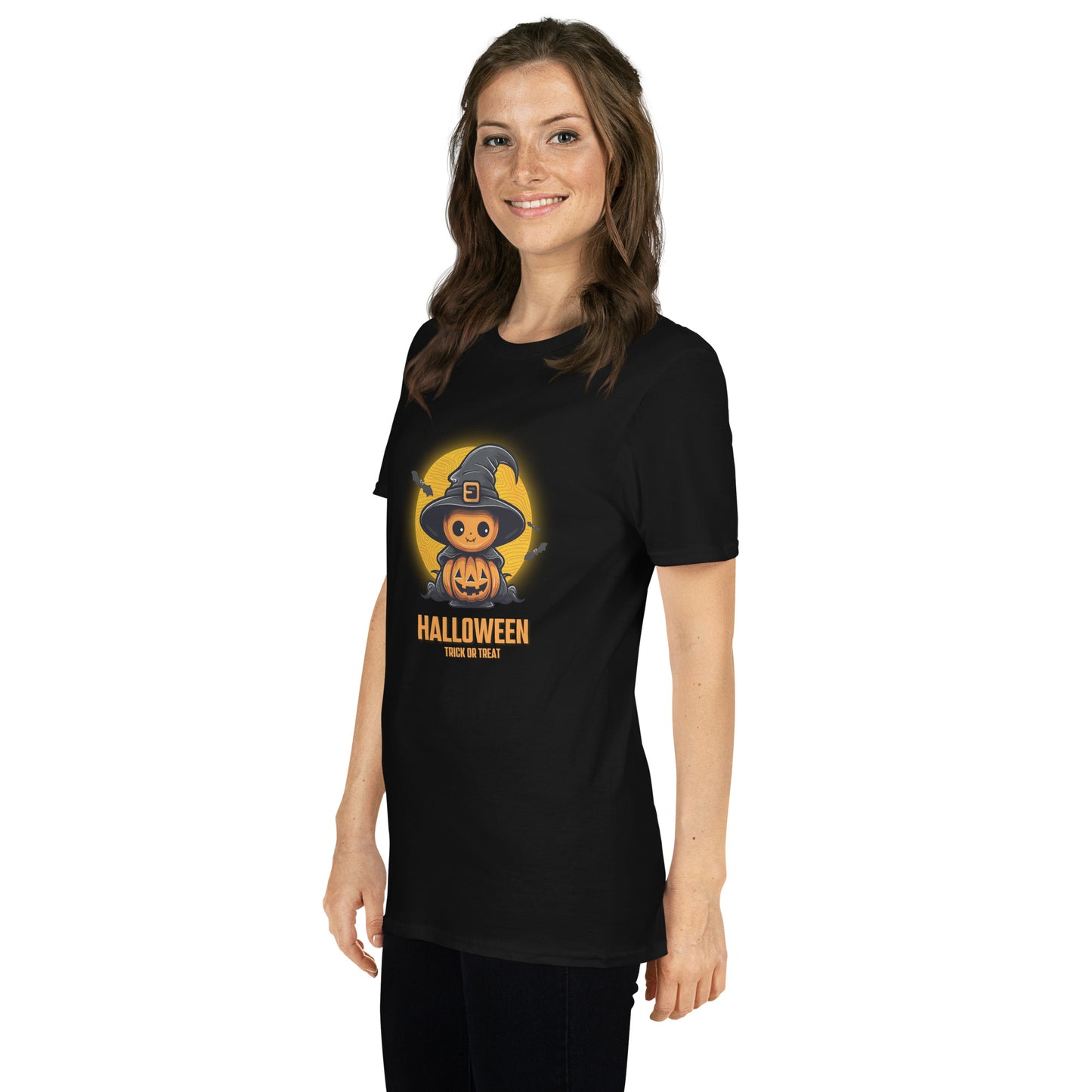 Women's Short Sleeve Cotton T-Shirt - Halloween Witch