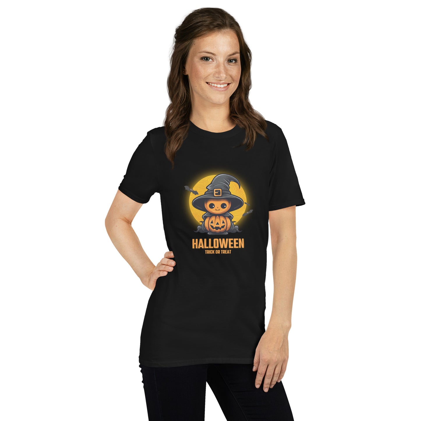 Women's Short Sleeve Cotton T-Shirt - Halloween Witch