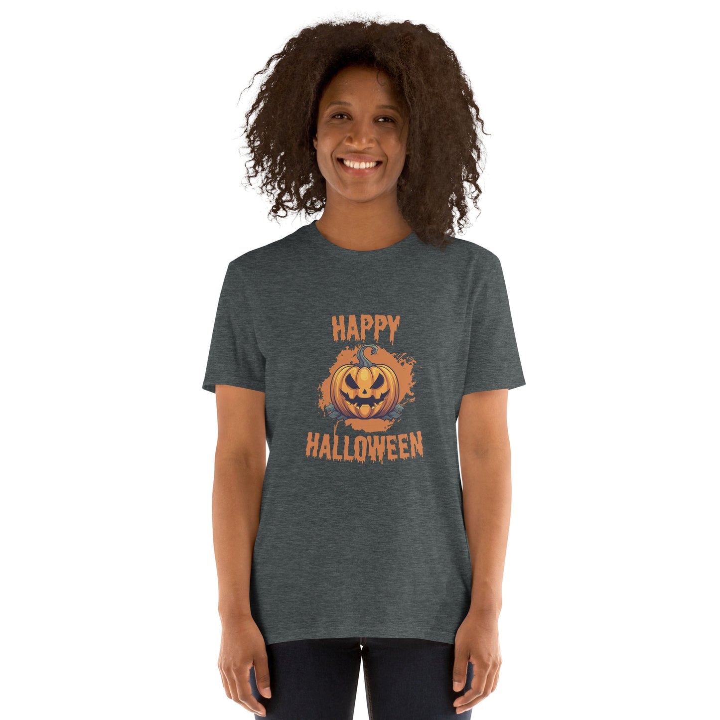 Women's Short Sleeve Cotton T-Shirt - Halloween Pumpkin