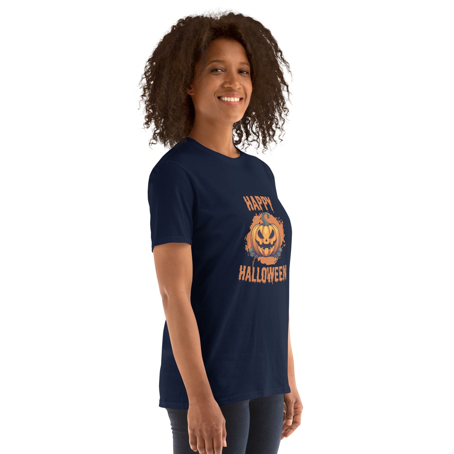 Women's Short Sleeve Cotton T-Shirt - Halloween Pumpkin