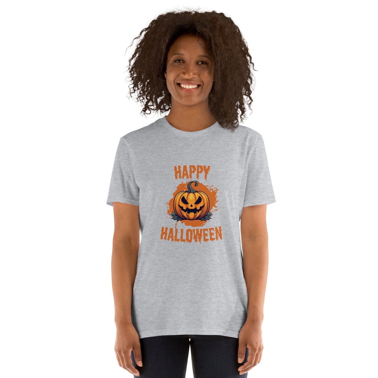 Women's Short Sleeve Cotton T-Shirt - Halloween Pumpkin