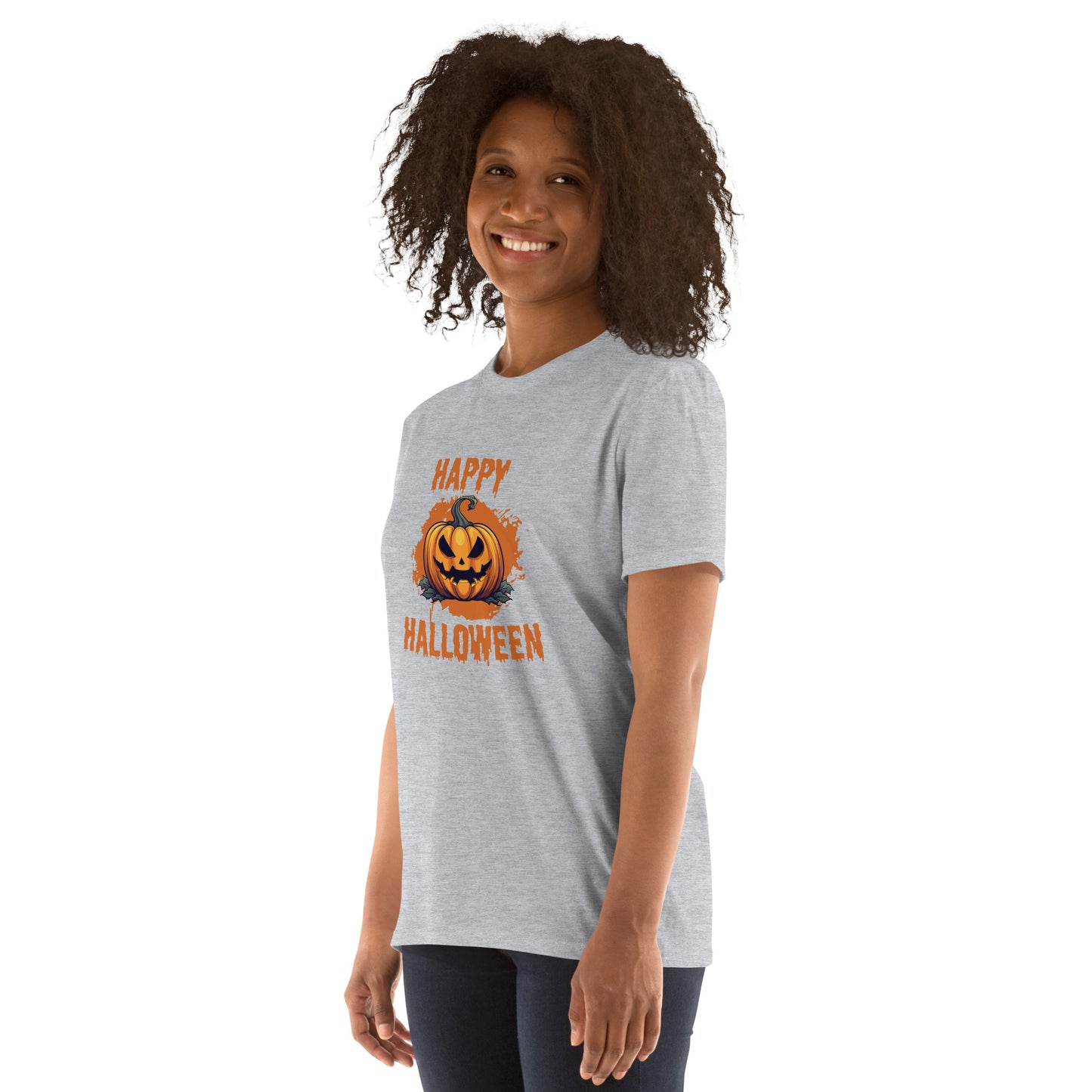 Women's Short Sleeve Cotton T-Shirt - Halloween Pumpkin