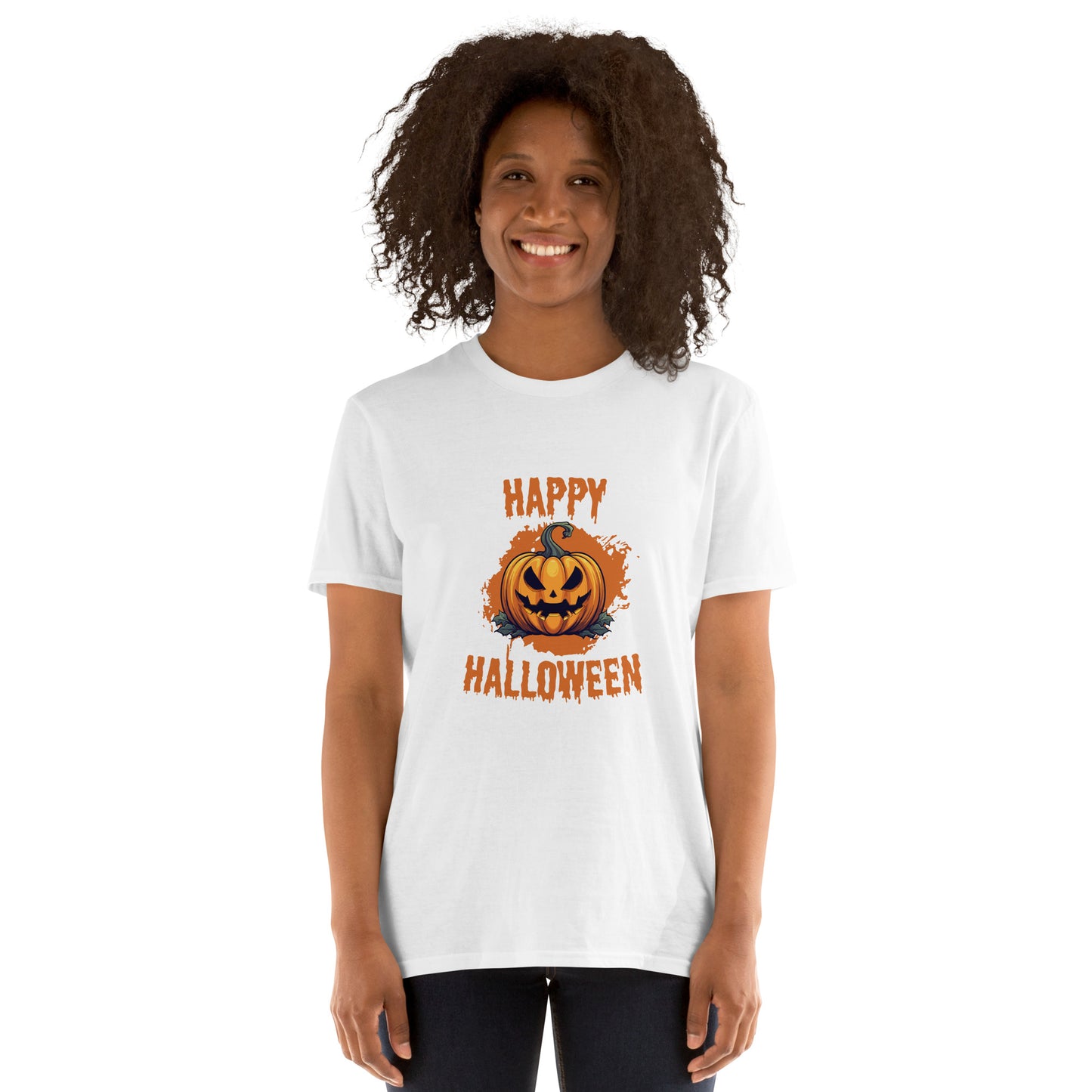 Women's Short Sleeve Cotton T-Shirt - Halloween Pumpkin