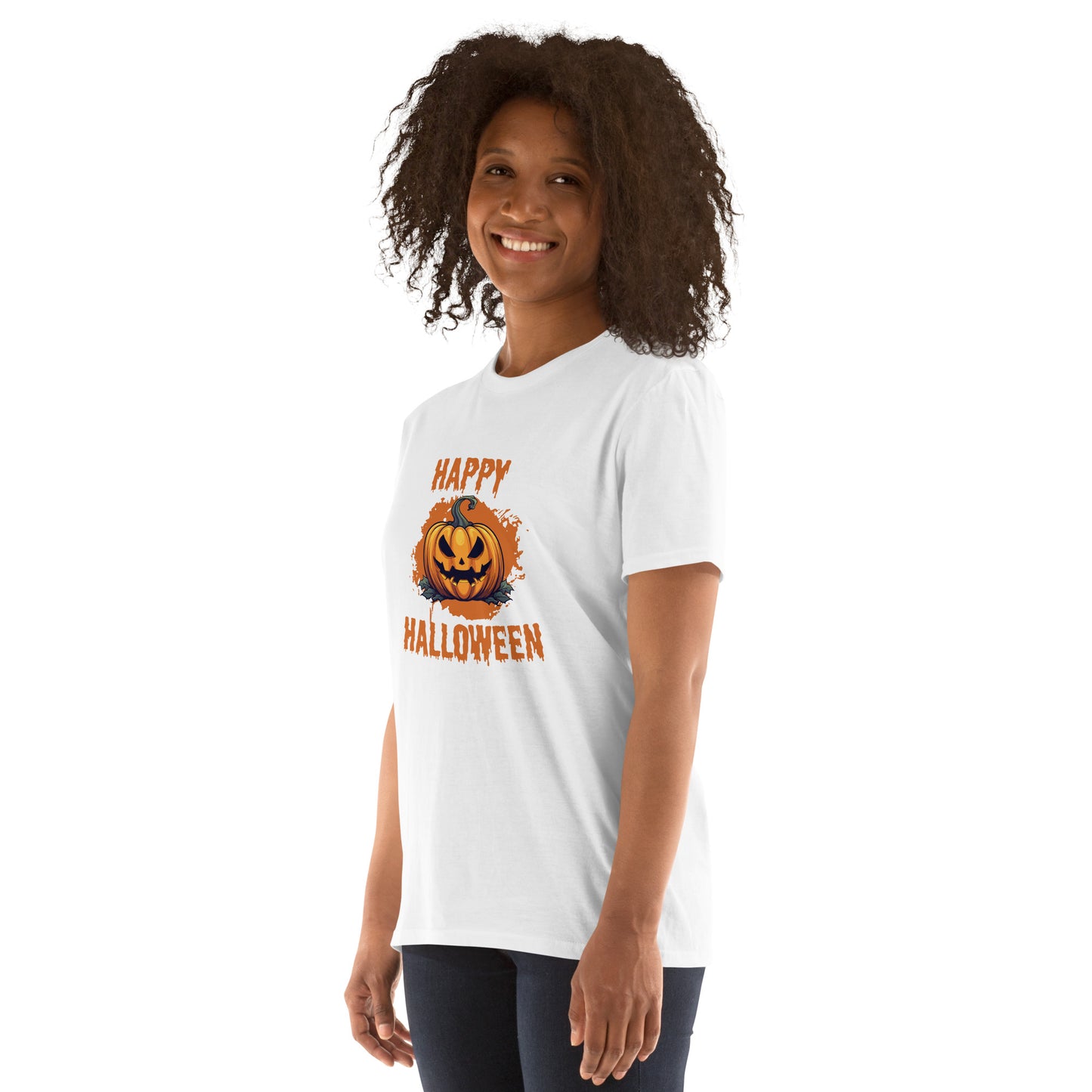 Women's Short Sleeve Cotton T-Shirt - Halloween Pumpkin