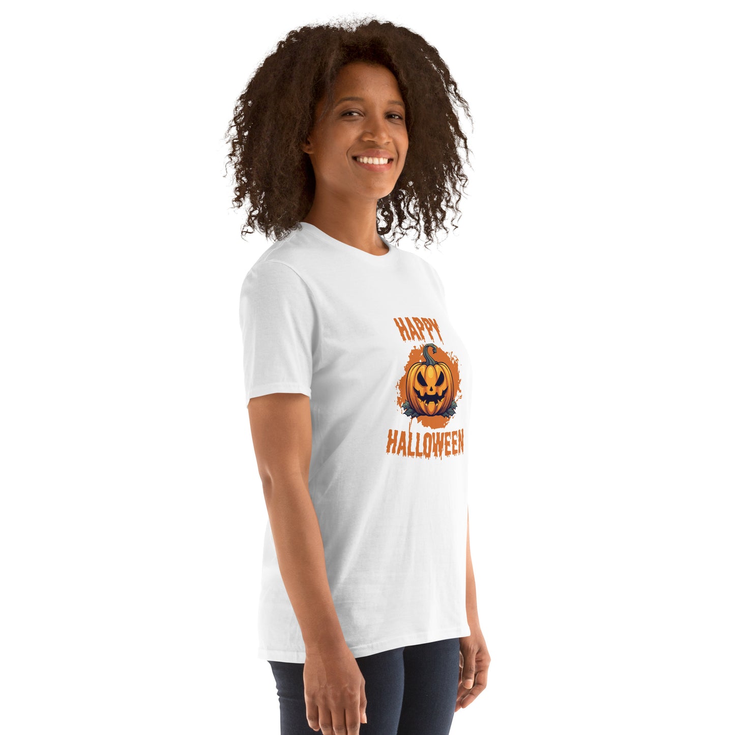 Women's Short Sleeve Cotton T-Shirt - Halloween Pumpkin